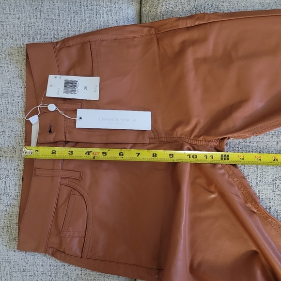 Jonathan Simkhai Womens Coated High Rise Straight Leg Pants—Toffee - Picture 6 of 8